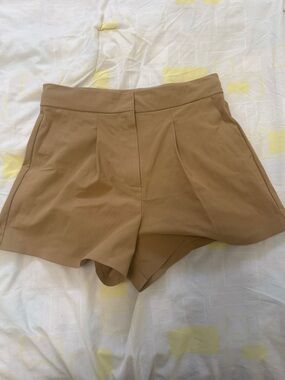 RHONE High-Waist Tan Tailored Shorts